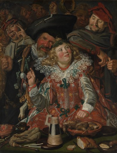 Zapusty biesiadników (The Merry Company) c.1615 (olej na płótnie) autorstwa Frans Hals