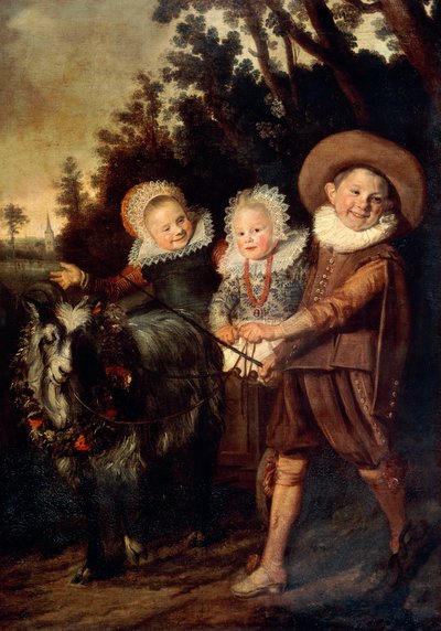 Troje dzieci z kozim wozem, ok. 1620 (olej na płótnie) autorstwa Frans Hals