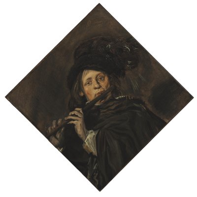 Młody mężczyzna grający na flecie autorstwa Frans Hals