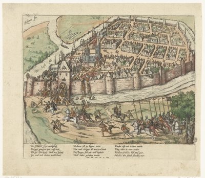 Zajęcie Neuss, 1585 Seria 9: Wydarzenia holenderskie i niemieckie, 1583-1587 (tytuł serii) autorstwa Frans Hogenberg