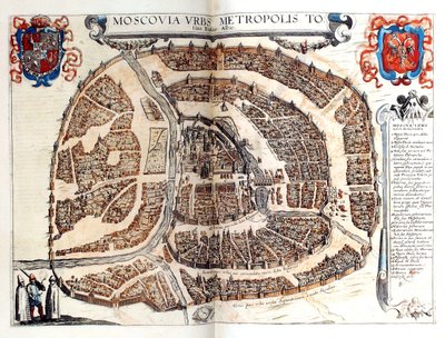 Mapa Moskwy, 1572 autorstwa Frans Hogenberg