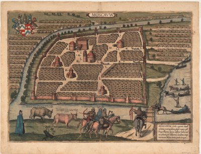 Mapa Moskwy z XVI wieku Od: Civitates orbis terrarium, 1575 autorstwa Frans Hogenberg
