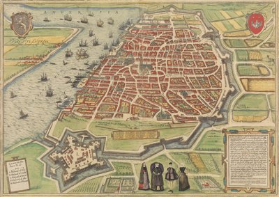 Widok Antwerpii, 1572-94. Twórcy: Frans Hogenberg, Simon Novellanus. autorstwa Frans Hogenberg