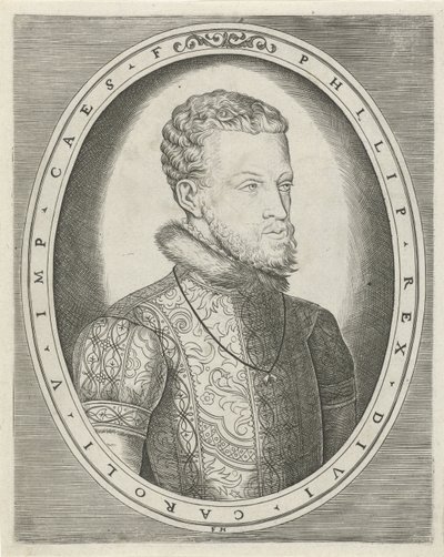 Portret Karola V Habsburga lub Filipa II Hiszpańskiego Portrety królów, królowych, książąt i księżniczek (tytuł serii) autorstwa Frans Huys