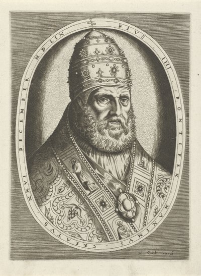 Portret papieża Piusa IV Portrety królów, królowych, książąt i księżniczek (tytuł serii) autorstwa Frans Huys