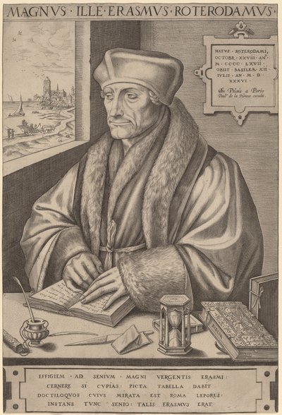 Erazm z Rotterdamu autorstwa Frans Huys after Hans Holbein the Younger