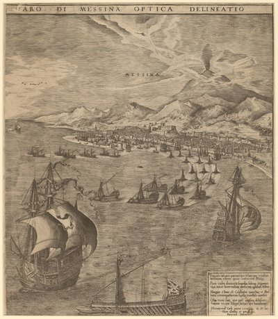 Bitwa morska w Cieśninie Mesyńskiej autorstwa Frans Huys after Pieter Bruegel the Elder