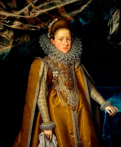 ""Portret Marii Magdaleny Austrii (1589-1631) Wielkiej Księżnej Toskanii"" (Portret Arcyksiężnej Marii Magdaleny Austrii (1587-1631), Wielkiej Księżnej Toskanii) Obraz Franza Pourbusa Młodszego (1569-1622 ), ok. 1604 - olej na płótnie wym. 116x108 autorstwa Frans II Pourbus