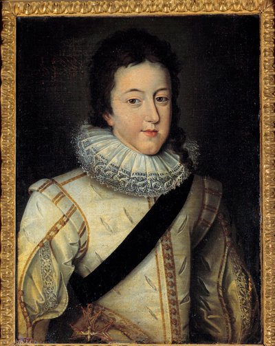 Portret Ludwika XIII, króla Francji i Nawarry (1601-1643) w czasie jego ślubu w 1616 (h s/t 0,64 x 0,44) według Fransa Pourbusa Le Jeune (Francois (Franz) Porbus autorstwa Frans II Pourbus