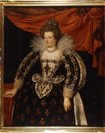 Portret Marii Medycejskiej (1573-1642), żony Henryka IV i matki Ludwika XIII. Obraz Fransa Pourbusa Le Jeune (Francois (Franz) Porbus autorstwa Frans II Pourbus