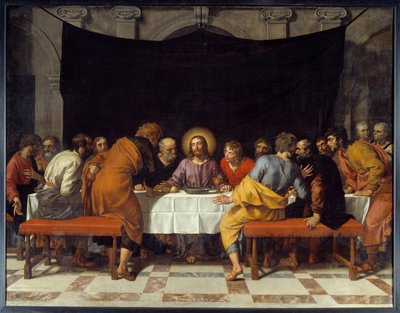 Cene Chrystus otacza apostołów. Obraz Fransa Pourbusa Le Jeune (Francois (Franz) Porbus autorstwa Frans II Pourbus
