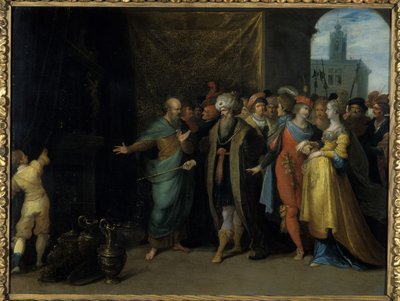 Krezus pokazuje Solonowi swoje skarby, 1616-30 (olej na miedzi) autorstwa Frans II the Younger Francken