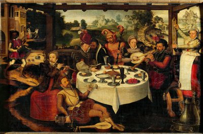 Syn marnotrawny, świętowanie powrotu (olej na drewnie dębowym) autorstwa Frans I Pourbus