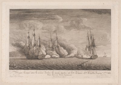 Bryg Lougen zostaje zaatakowany w St. Tomasz, 3 marca 1801 r. autorstwa Frans Martin Dodt
