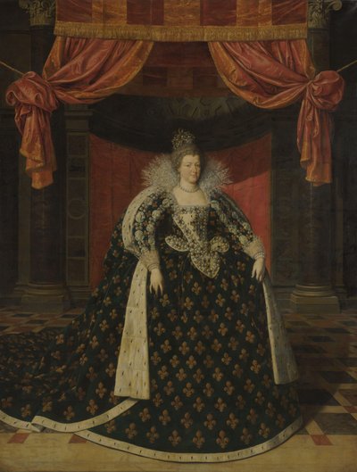 Portret Marii de Médicis (1575-1642), królowej Francji, w szatach państwowych autorstwa Frans Pourbus (II) (workshop of)