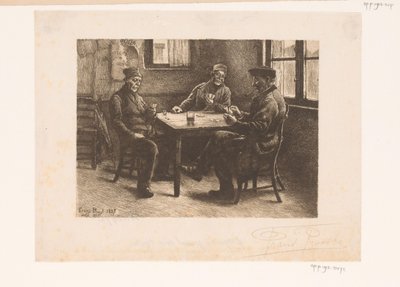 Trzech mężczyzn grających w karty w kawiarni autorstwa Frans Proost (signed by artist)