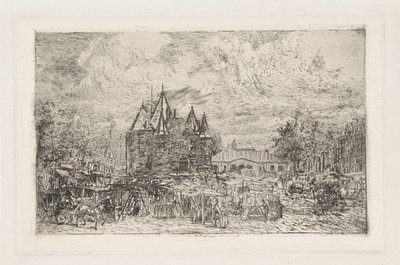 Widok na Nieuwmarkt, Amsterdam autorstwa Frans Schikkinger