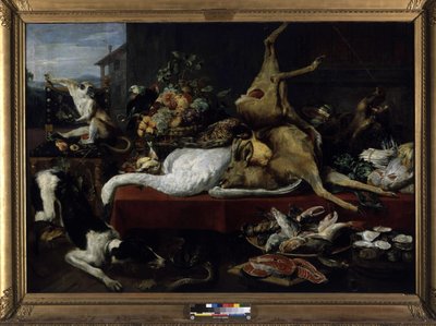 Martwa natura z dziczyzny, ryb, owoców i warzyw (olej na płótnie) autorstwa Frans Snyders