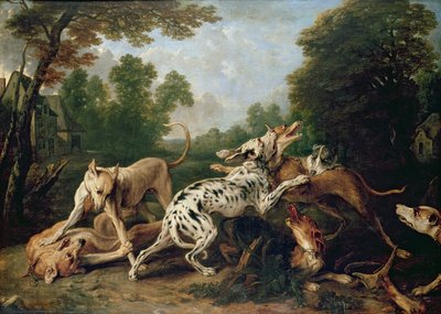 Psy walczące na zalesionej polanie autorstwa Frans Snyders or Snijders