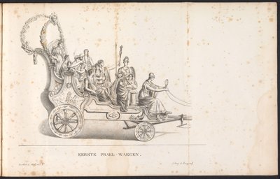 Pierwszy pływak w procesji dla św. Rumbolda, 1825 Pierwszy Prael-waegen (tytuł na obiekcie) autorstwa Frans Vervloet
