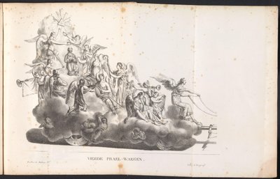 Czwarty pływak w procesji na Saint Rombout, 1825 Czwarty Prael-waegen (tytuł na obiekcie) autorstwa Frans Vervloet