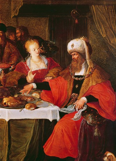 Herod i Herodiada w święto Heroda (szczegóły z 222483) autorstwa Frans the Elder Francken