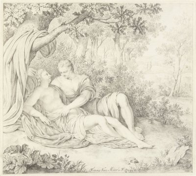 Zakochana para pod drzewem autorstwa Frans van Mieris (II)