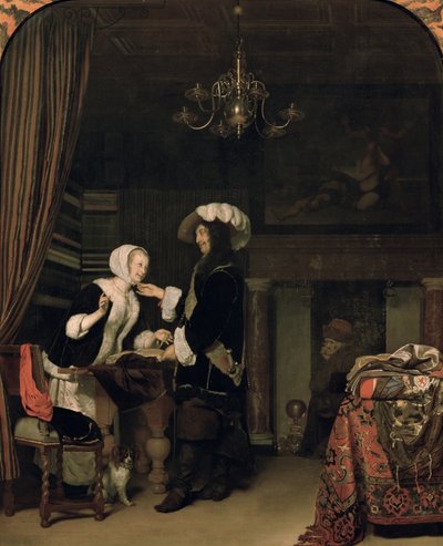 Cavalier w sklepie autorstwa Frans van Mieris the Elder