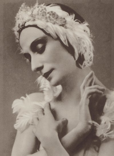 Pavlova w Umierający łabędź (czarno-białe zdjęcie) autorstwa Frans van Riel