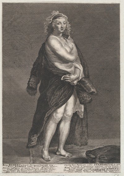Portret Heleny Fourment, drugiej żony Rubensa, w futrze na ramionach, 1728., 1728 autorstwa Frans van Stampart