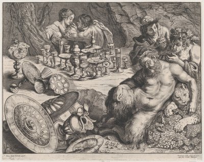 Bachus i pijany Silenus, 1640-60. autorstwa Frans van den Wyngaerde