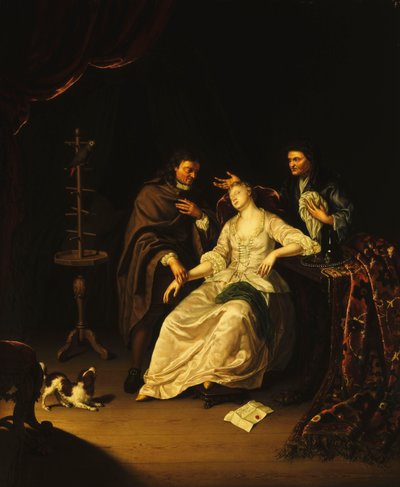 Doktor opiekujący się omdlałą dziewczyną, 1713 autorstwa Frans van the Younger Mieris