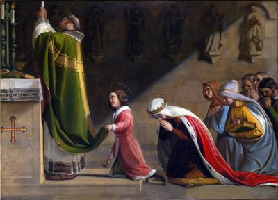 Św. Ludmiła i Św. Wacław podczas Mszy Świętej autorstwa Frantisek Tkadlik