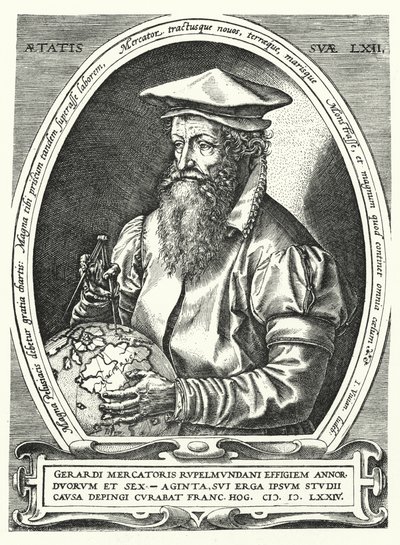 Gerardus Mercator , flamandzki kartograf, geograf i kosmograf (grafika) autorstwa Franz (after) Hogenberg