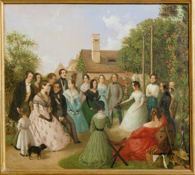 Pfaenderspiele der Familienmitglieder Alt im Garten - Gra w przepadki w ogrodzie rodziny Alt ... (obraz na płótnie) autorstwa Franz Alt
