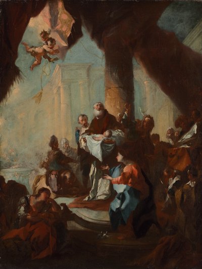 Studium do "Ofiarowania Chrystusa w świątyni" (dla Saint Ulrich, Wiedeń), ok. 1750 (olej na płótnie) autorstwa Franz Anton Maulbertsch