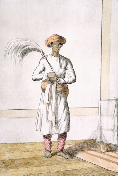 Trzepaczka, z „Hindusi, czyli opis ich manier, strojów i ceremonii”, c.1808-12 (kolorowa akwaforta) autorstwa Franz Balthazar Solvyns
