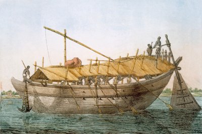 Wolack, statek rzeczny do transportu towarów, z „Hindusi, czyli opis ich obyczajów, strojów i ceremonii”, ok. 1808-12 (kolorowa akwaforta) autorstwa Franz Balthazar Solvyns