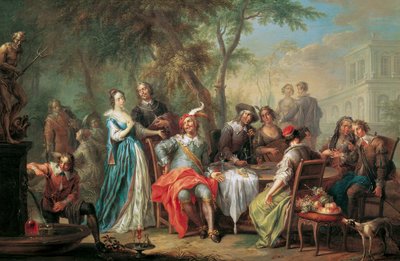 Rozrywka na świeżym powietrzu z winem i śpiewem autorstwa Franz Christoph Janneck