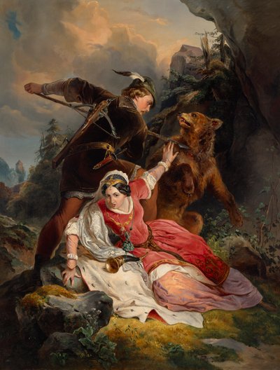 Książę Ernest Żelazny ratuje mazowieckich Cymburgów autorstwa Franz Dobiaschofsky