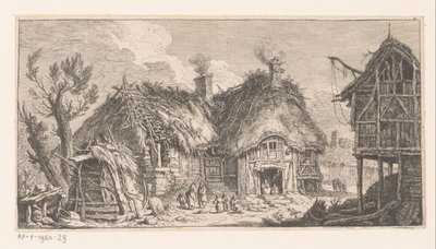 Kobiety i dzieci na farmie Suite de paysages (tytuł serii) autorstwa Franz Edmund Weirotter