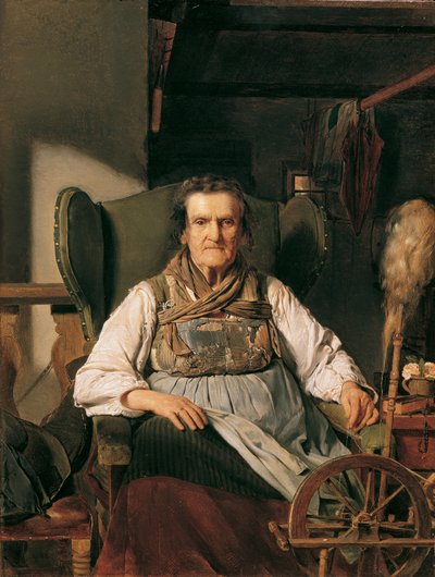 Rolnik z Ramsau przy kołowrotku autorstwa Franz Eybl