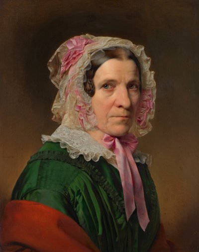 Portret starszej pani w koronkowym czepku i różowych wstążkach autorstwa Franz Eybl