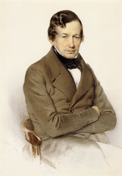 Portret Antona Diabelli, siedzący do połowy długości, 1842 autorstwa Franz Eybl