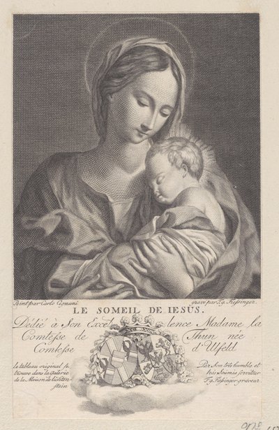 Dziewica z Dzieciątkiem, z Dzieciątkiem Jezus śpiącym w jej ramionach Le Soleil de Jesus, 1743-1807. autorstwa Franz Gabriel Fiessinger