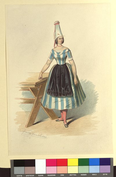 Ida Schuselka-Brüning als französische Bäuerin in "Maria die Tochter des Regiments" autorstwa Franz Gerasch