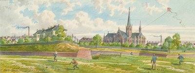 Między linią Westbahn i Mariahilfer (widok na ścianę linii) autorstwa Franz Gerasch