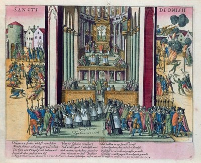 Abdykacja Henryka IV i przejście na katolicyzm w St. Denis 15 lipca 1593 r. autorstwa Franz Hogenberg