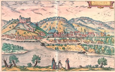 Bratysława = Presbourg, Słowacja (grawerowanie autorstwa Franz Hogenberg