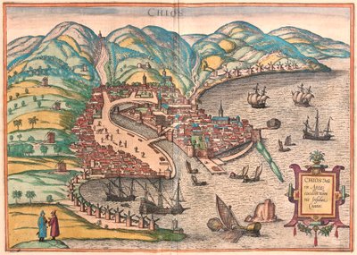 Chios lub Chio, Grecja (grawerowanie autorstwa Franz Hogenberg